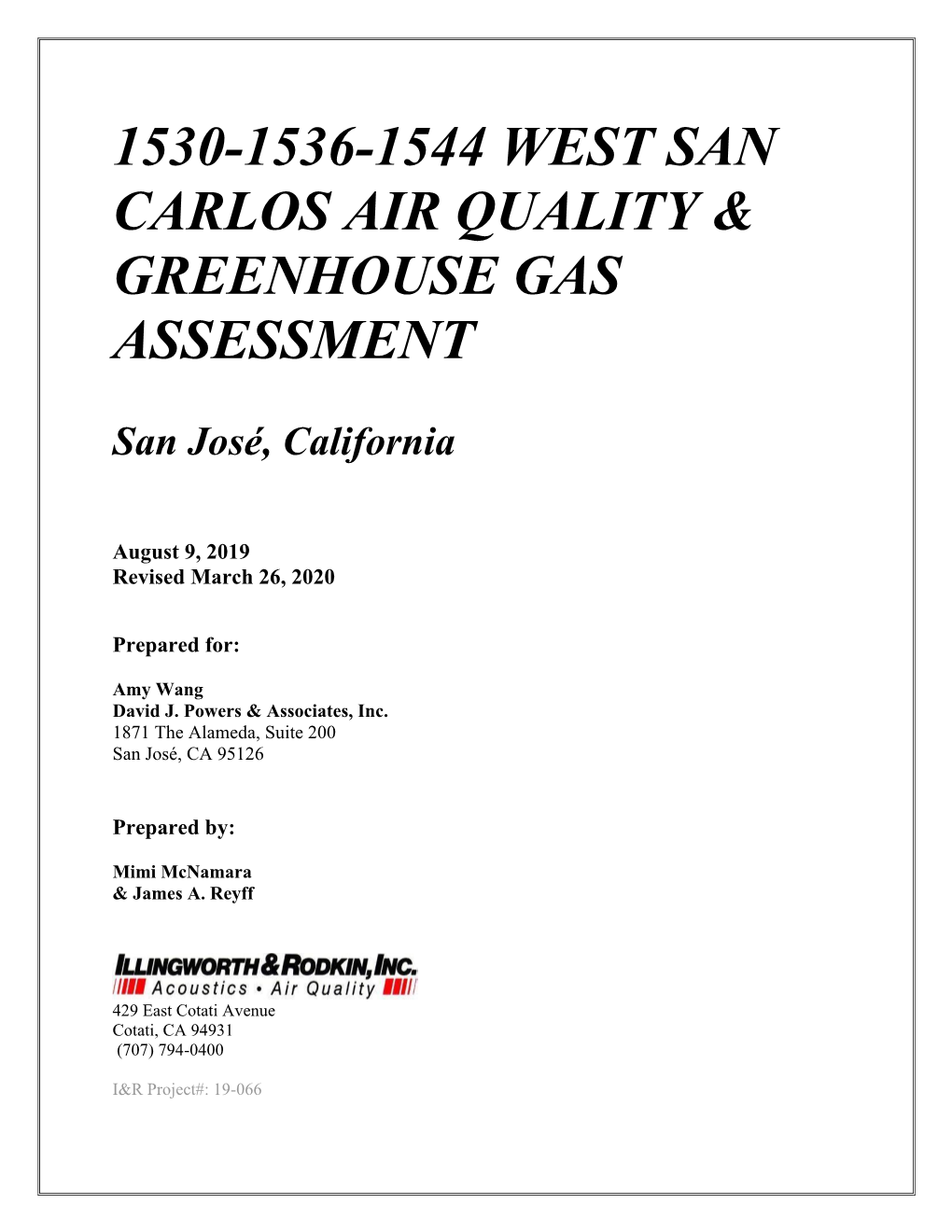 Air Quality and GHG Assessment