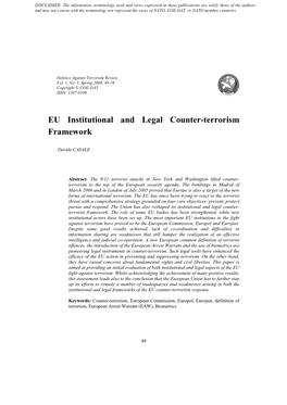 EU Institutional and Legal Counter-Terrorism Framework