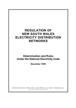 Regulation of New South Wales Electricity Distribution Networks
