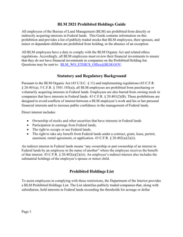 BLM Prohibited Holdings List 2021