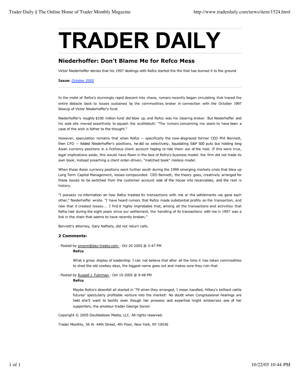 Trader Daily § the Online Home of Trader Monthly Magazine TRADER DAILY