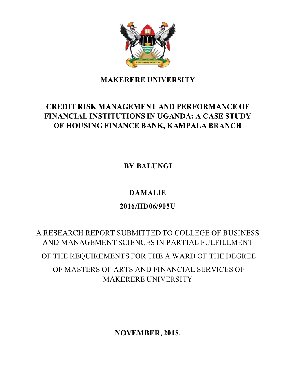 Makerere University Credit Risk