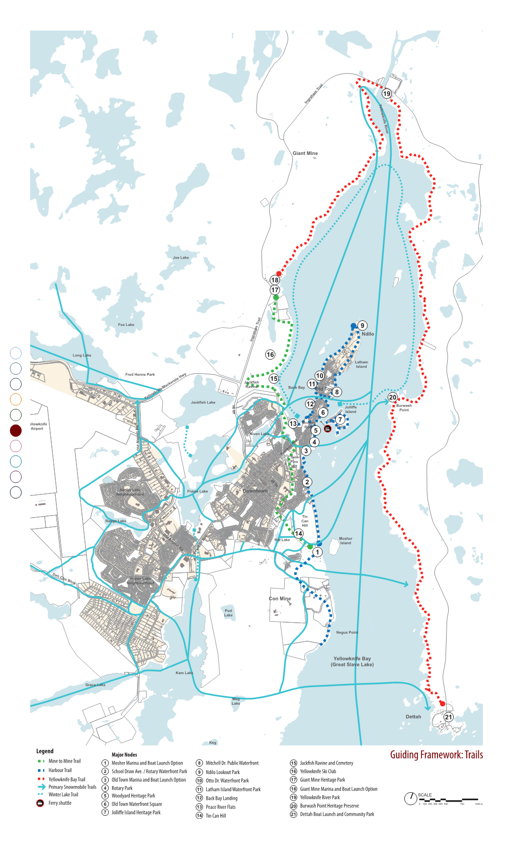 Framework for Trails Identifies Three Primary Trails: Mine to Mine, Harbour Trail and Yellowknife Bay Trail