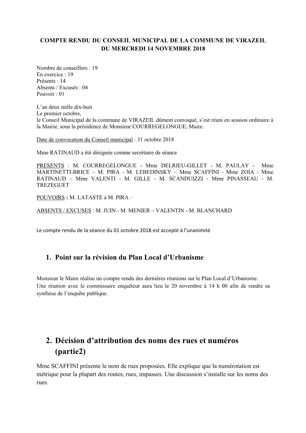 2. Décision D'attribution Des Noms Des Rues Et Numéros (Partie2)