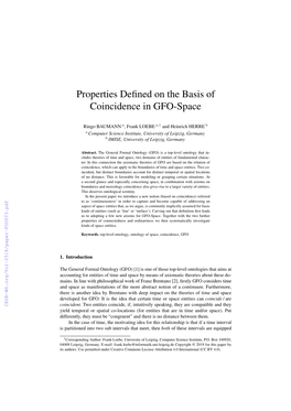 Properties Defined on the Basis of Coincidence in GFO-Space