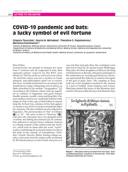 COVID-19 Pandemic and Bats: a Lucky Symbol of Evil Fortune