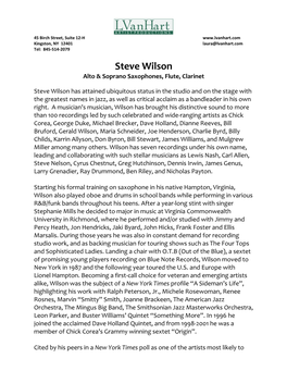 Steve Wilson Alto & Soprano Saxophones, Flute, Clarinet
