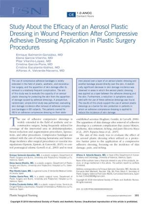 Study About the Efficacy of an Aerosol Plastic Dressing in Wound