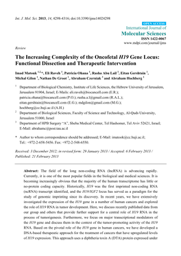 The Increasing Complexity of the Oncofetal H19 Gene Locus: Functional Dissection and Therapeutic Intervention