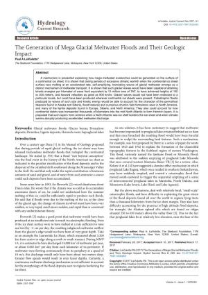The Generation of Mega Glacial Meltwater Floods and Their Geologic