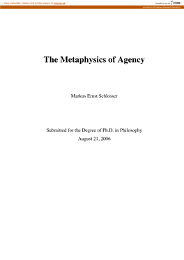 The Metaphysics of Agency