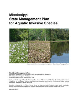 Mississippi State Management Plan for Aquatic Invasive Species