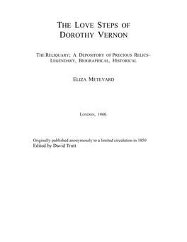 The Love Steps of Dorothy Vernon