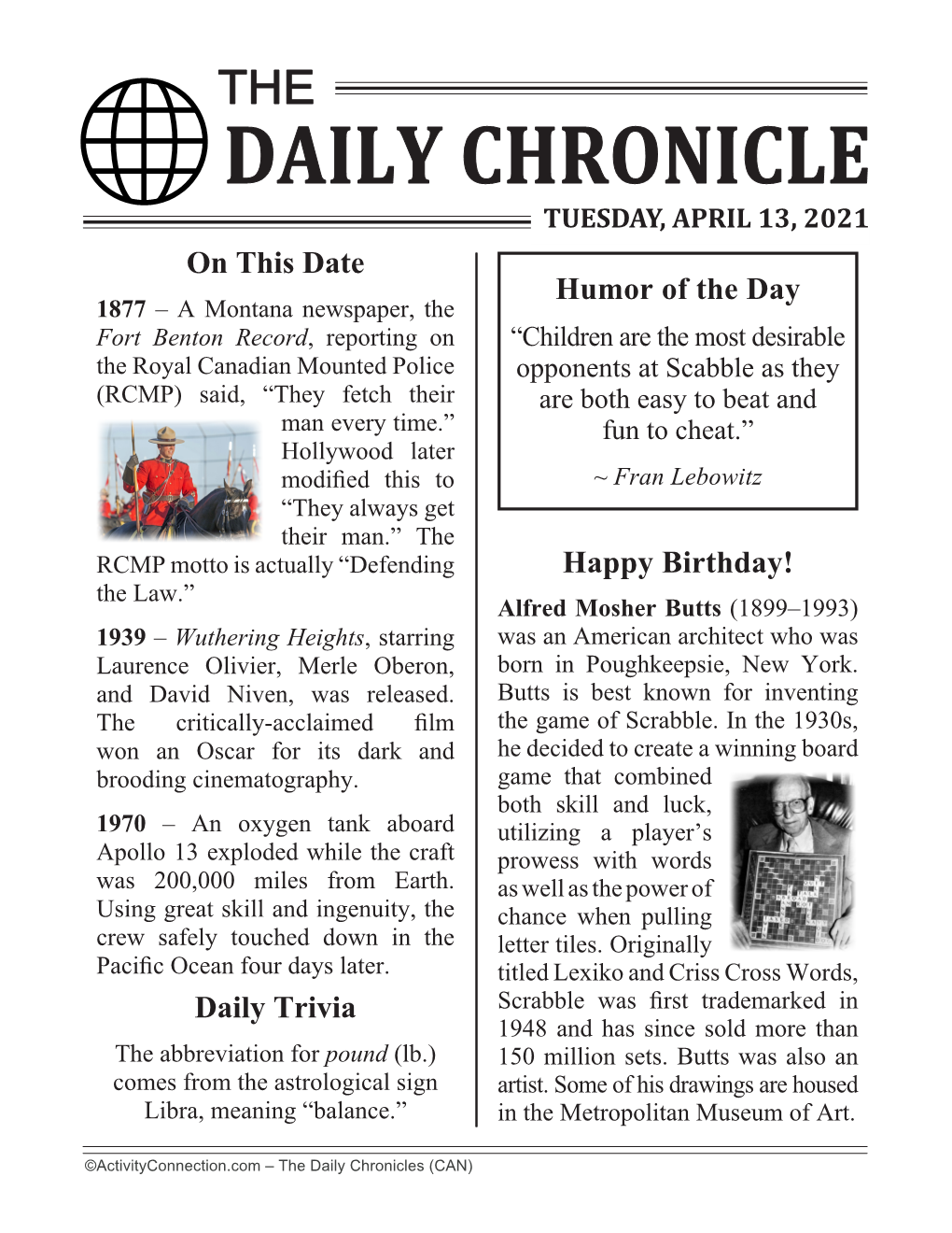 On This Date Daily Trivia Happy Birthday! Humor of The