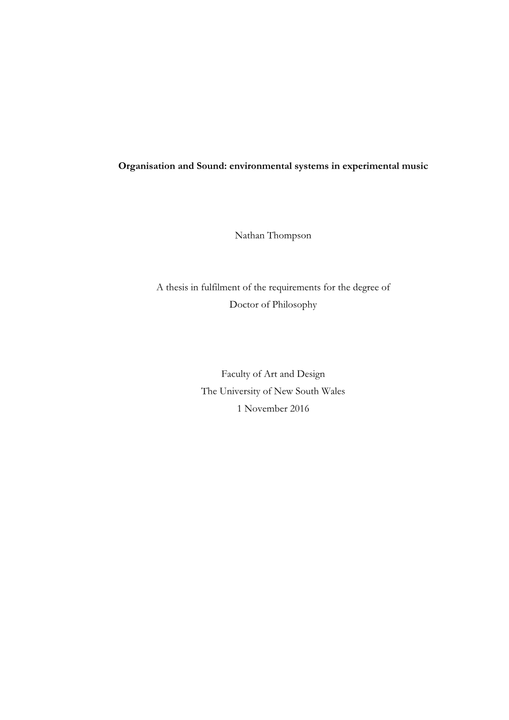 Environmental Systems in Experimental Music