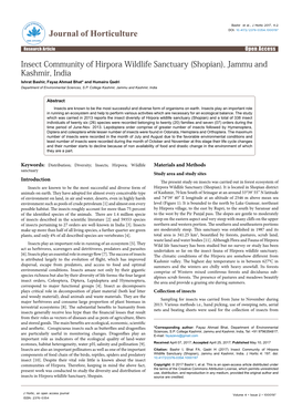 Insect Community of Hirpora Wildlife Sanctuary (Shopian), Jammu And