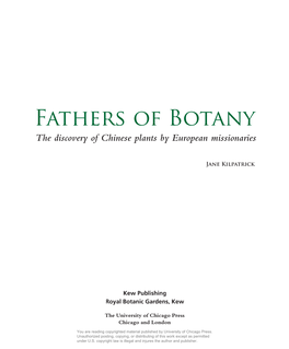 Fathers of Botany the Discovery of Chinese Plants by European Missionaries