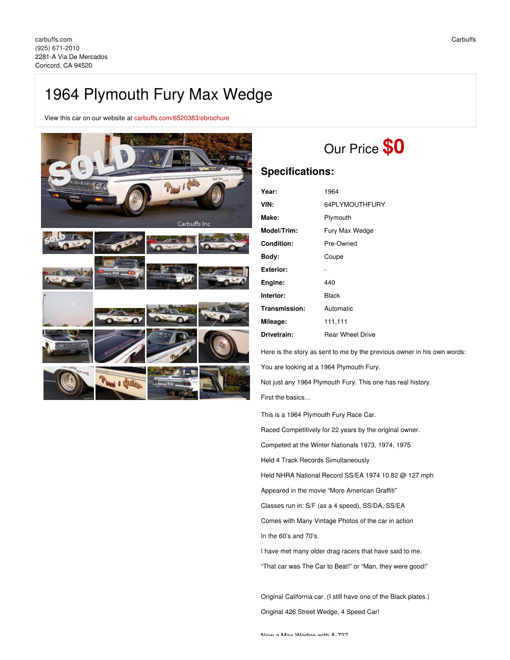 1964 Plymouth Fury Max Wedge