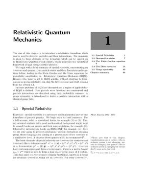 Relativistic Quantum Mechanics 1
