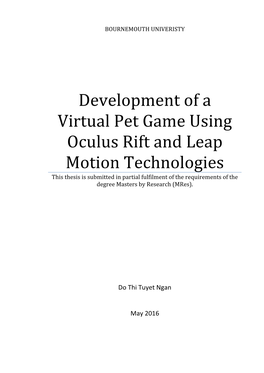 Development of a Virtual Pet Game Using Oculus Rift and Leap Motion