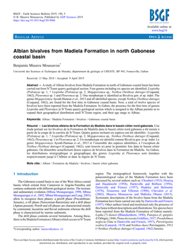 Albian Bivalves from Madiela Formation in North Gabonese Coastal Basin