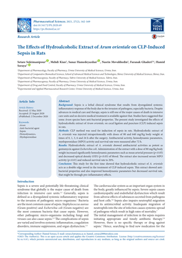 The Effects of Hydroalcoholic Extract of Arum Orientale on CLP-Induced