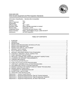 OAS-5400-205 OAS Aircraft, Equipment and Pilot Inspection Standards