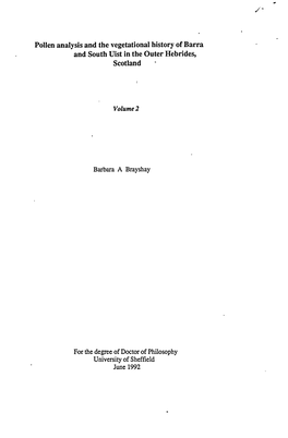 Pollen Analysis and the Vegetational History of Barra and South Uist in the Outer Hebrides, Scotland