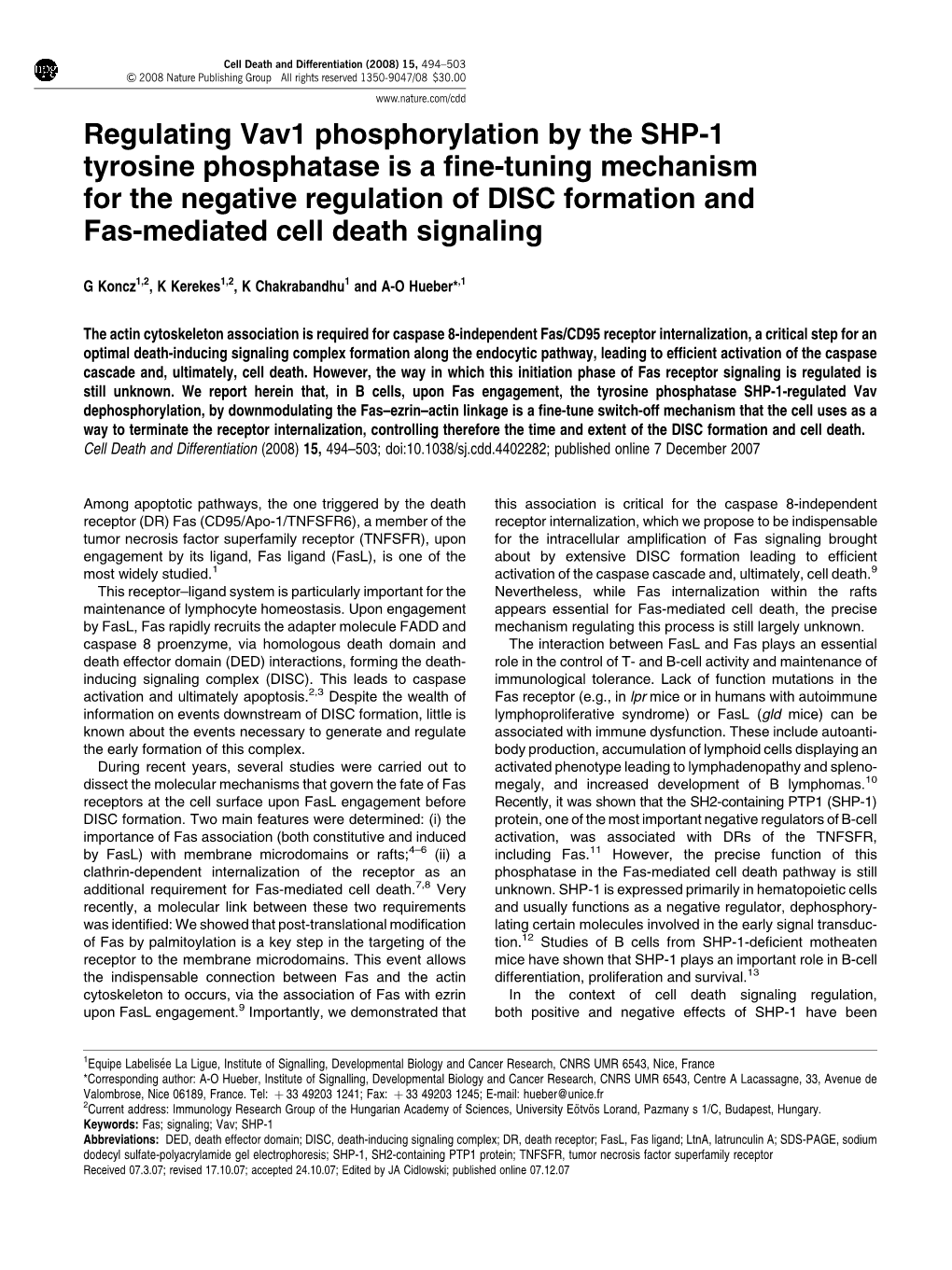 Regulating Vav1 Phosphorylation by the SHP-1 Tyrosine Phosphatase Is