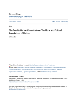 The Road to Human Emancipation - the Moral and Political Foundations of Markets