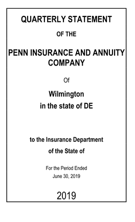 Quarterly Statement Penn Insurance and Annuity