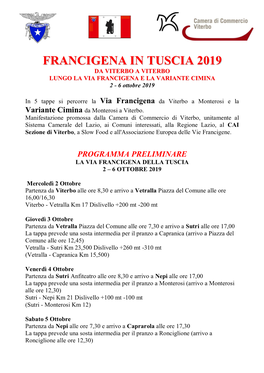 Francigena in Tuscia 2019
