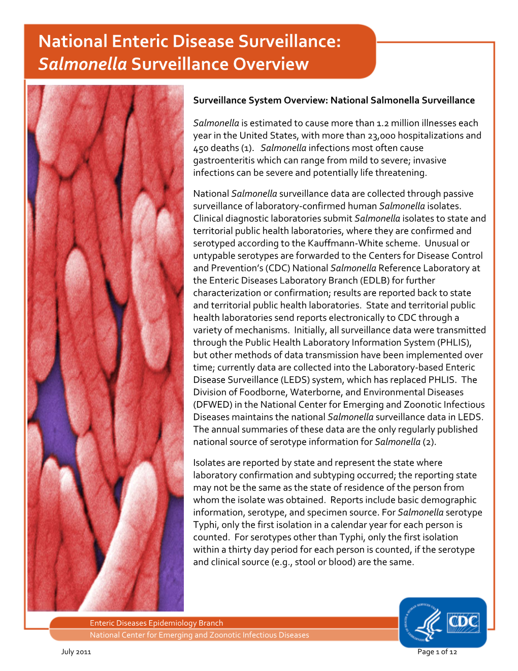 National Enteric Disease Surveillance: Salmonella