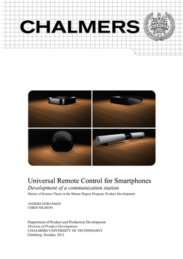 Universal Remote Control for Smartphones Development of a Communication Station Master of Science Thesis in the Master Degree Program, Product Development