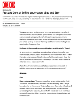 Pros and Cons of Selling on Amazon, Ebay and Etsy