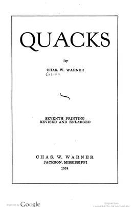 Quacks / by Chas. W. Warner