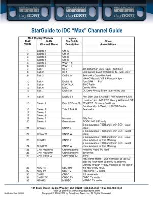 Starguide to IDC “Max” Channel Guide