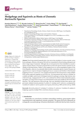 Hedgehogs and Squirrels As Hosts of Zoonotic Bartonella Species