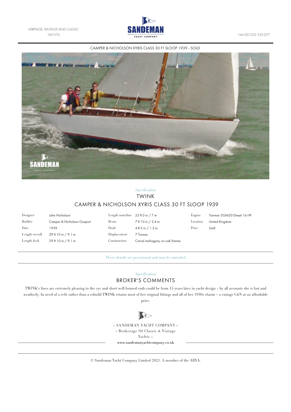 Camper & Nicholson Xyris Class 30 Ft Sloop