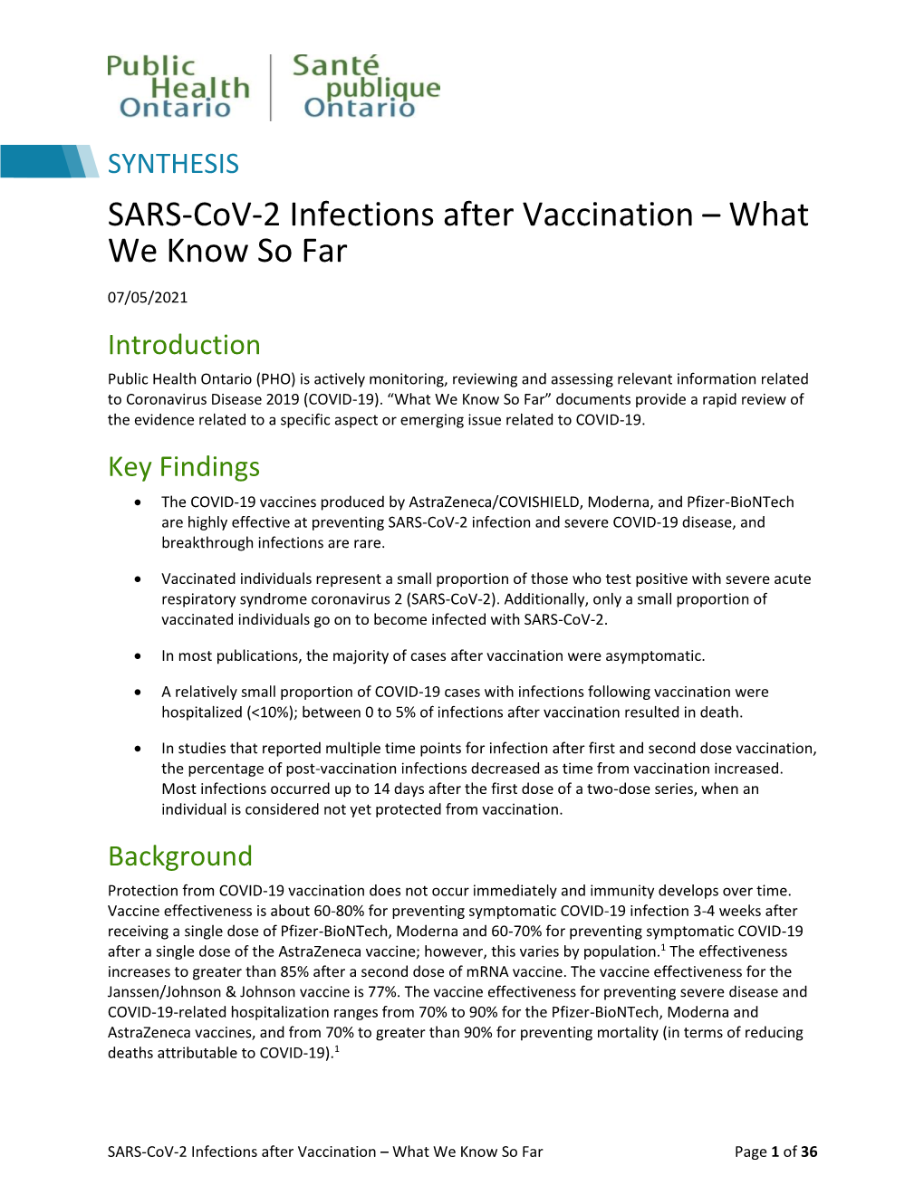 SARS-Cov-2 Infections After Vaccination – What We Know So Far