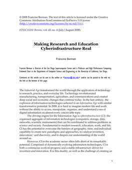 Making Research and Education Cyberinfrastructure Real