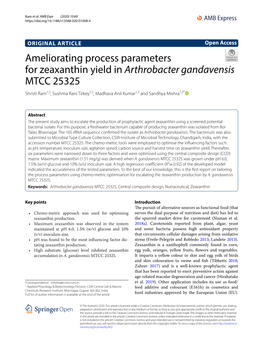 Ameliorating Process Parameters for Zeaxanthin Yield in Arthrobacter Gandavensis MTCC 25325