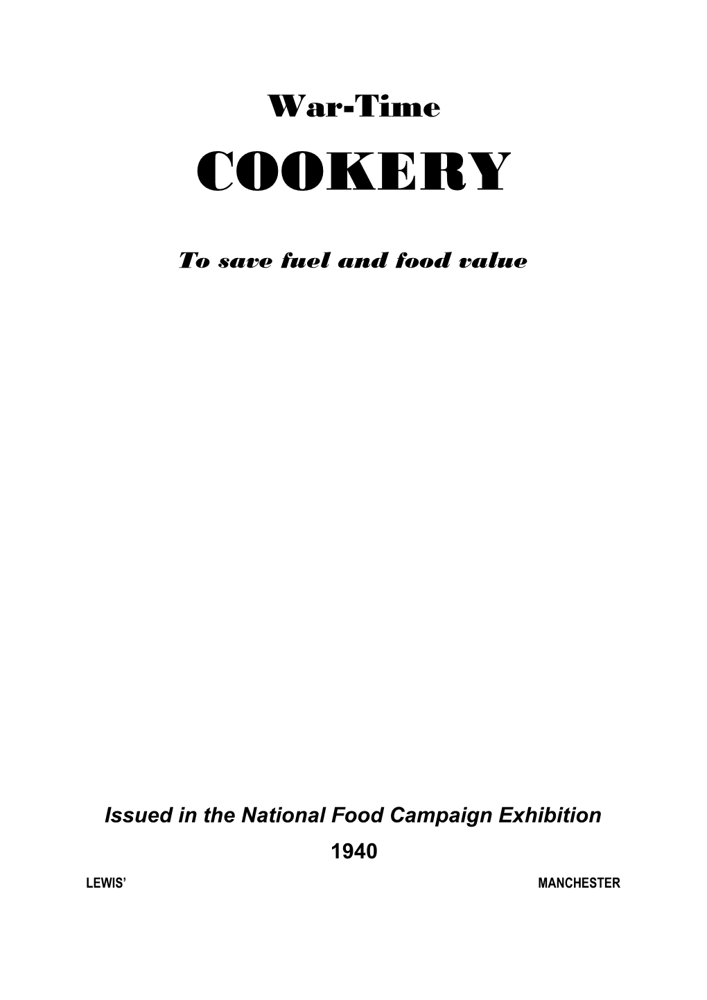 War-Time COOKERY