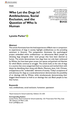 Antiblackness, Social Exclusion, and the Question of Who Is Human
