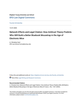 Network Effects and Legal Citation: How Antitrust Theory Predicts Who Will Build a Better Bluebook Mousetrap in the Age of Electronic Mice