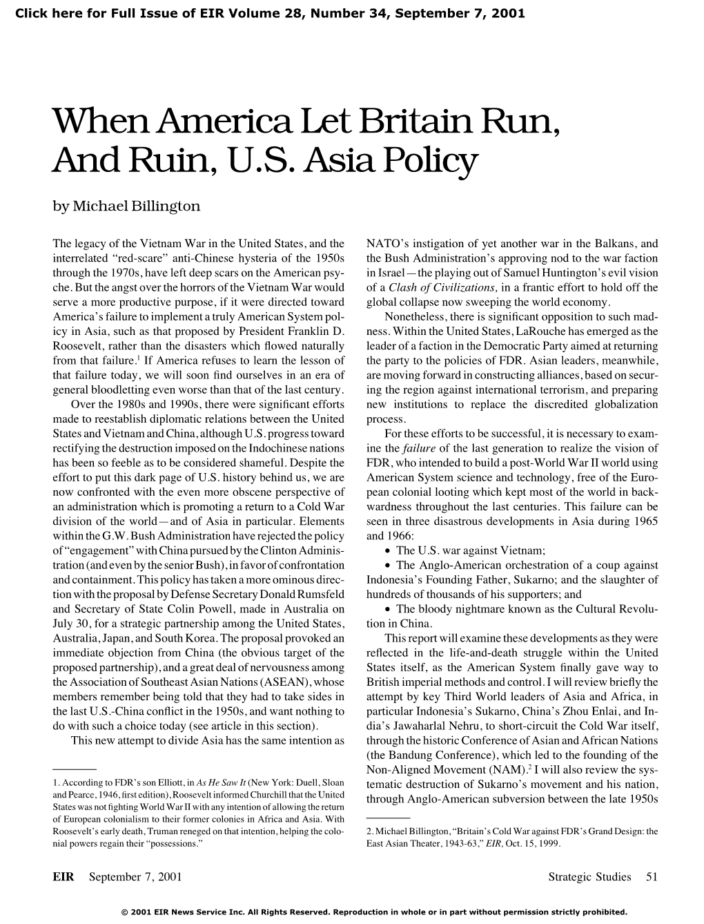 When America Let Britain Run, and Ruin, U.S. Asia Policy