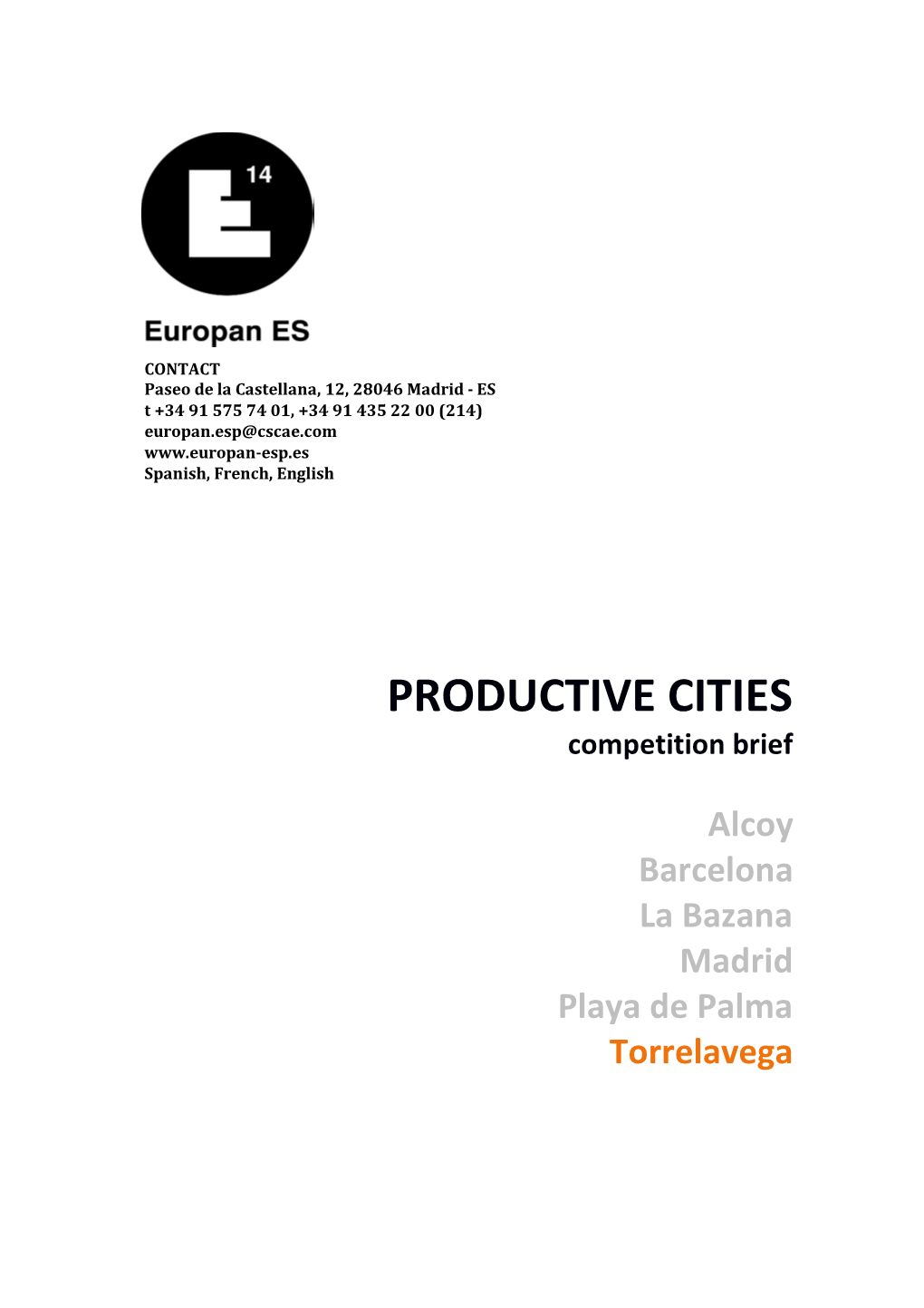 PRODUCTIVE CITIES Competition Brief