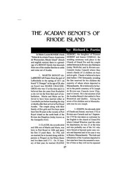 The Acadian Benoit's of Rhode Island