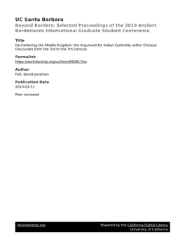 UC Santa Barbara Beyond Borders: Selected Proceedings of the 2010 Ancient Borderlands International Graduate Student Conference