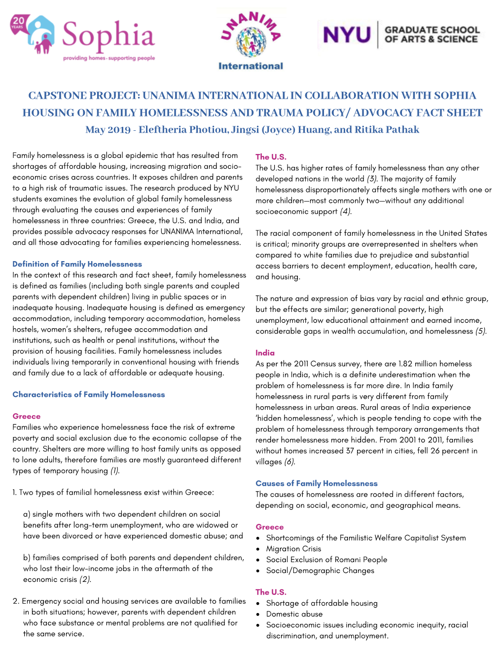 NYU Capstone – Family Homelessness Advocacy Document